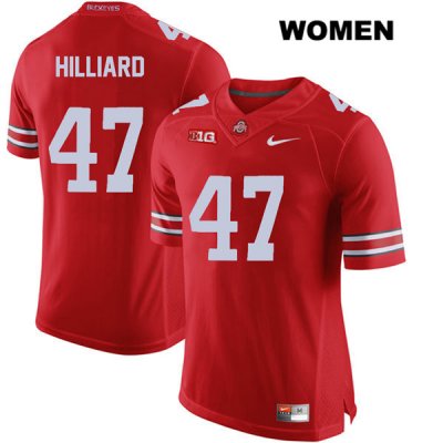 Women's NCAA Ohio State Buckeyes Justin Hilliard #47 College Stitched Authentic Nike Red Football Jersey RQ20B84VW